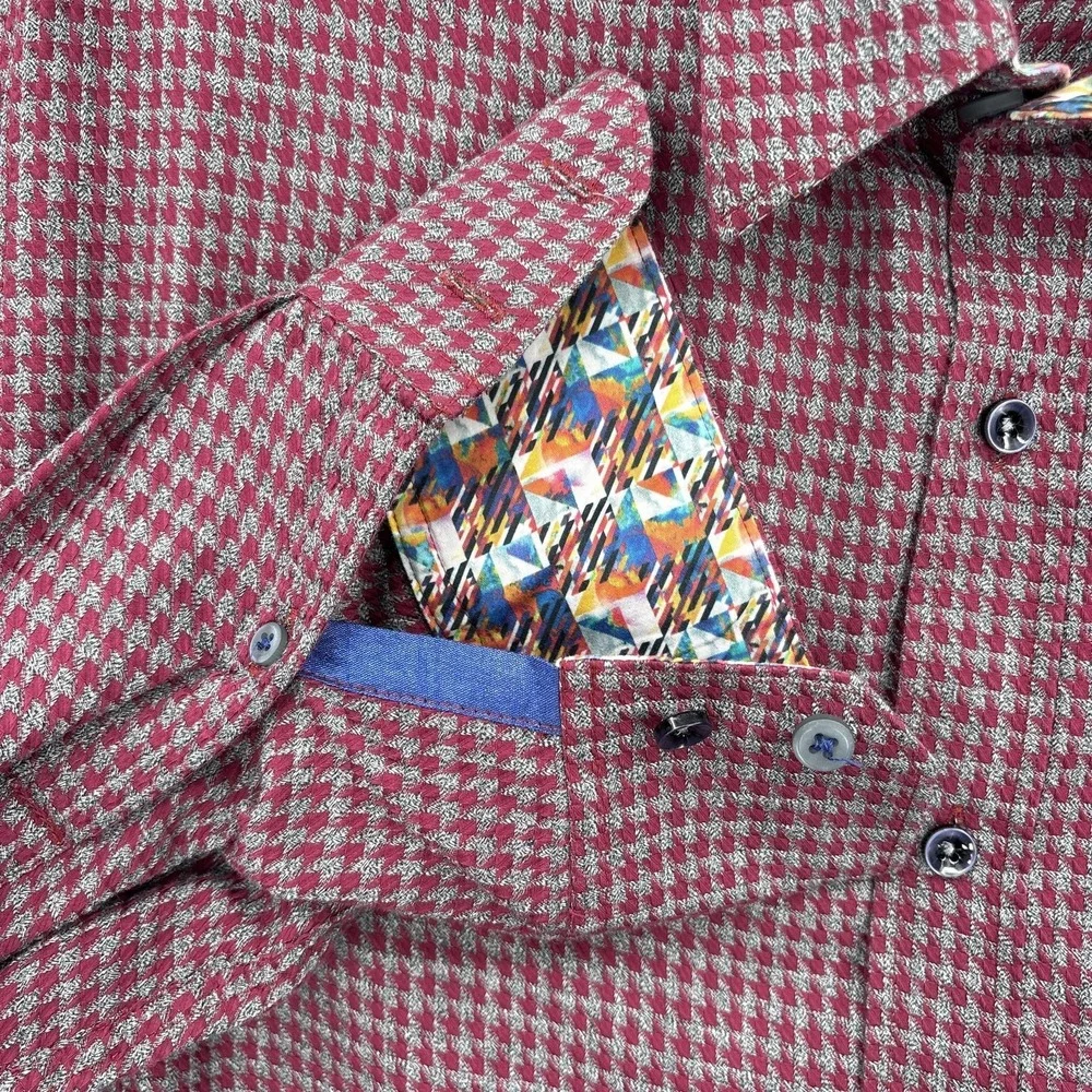 Robert Graham Shirt Mens XL Red Check Cotton Button Up Long Sleeve Classic‎ Fit
